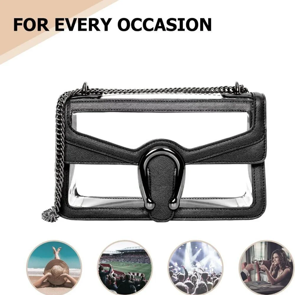 Women's Clear Crossbody Bag Vegan Leather Small Stadium Approved Purse